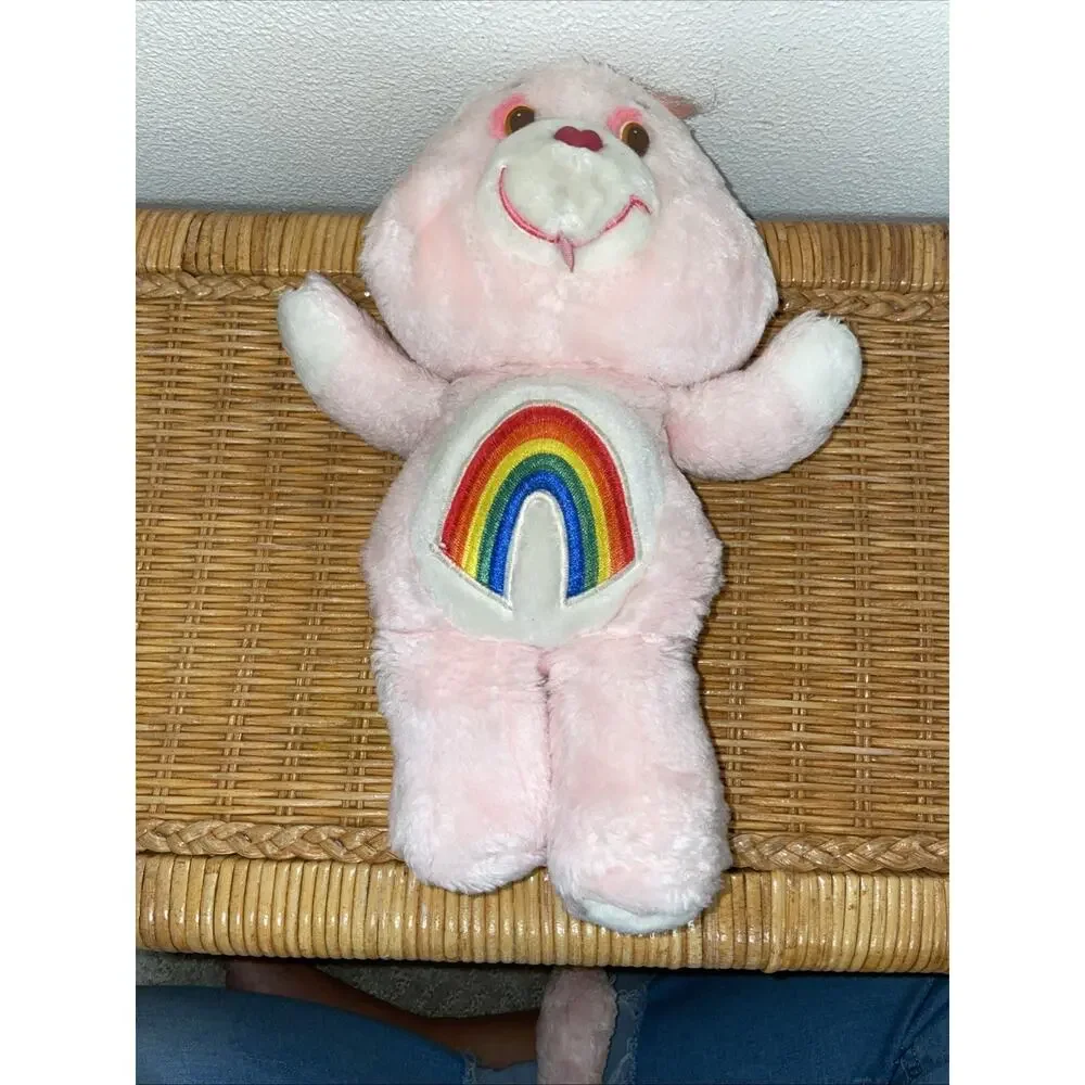Vintage Care Bear Original 1983 Kenner Pink Cheer Bear Rainbow Plush Stuffed 13